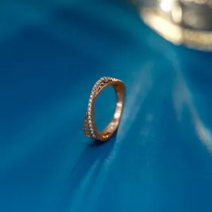 0.20 Ct Round Diamond Minimalist Half Eternity Corydalis Anniversary Band Ring For Women 14k Rose Gold Two Tone Plated Lacely Lately Ring 925 Sterling Silver Handmade Couple Ring Gift For Her