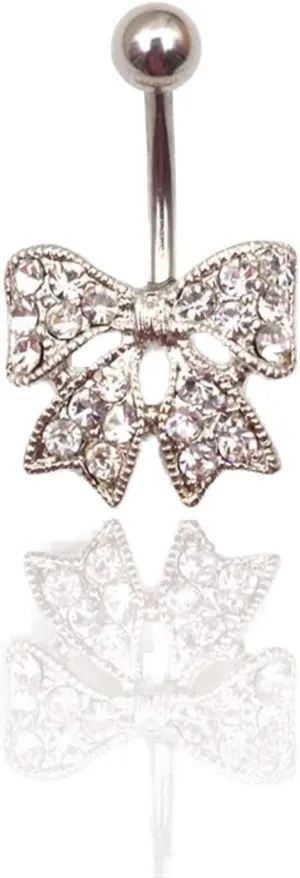 1 Piece Navel Belly Button Ring Rhinestone Bar Butterfly Rhinestone Belly Piercing Body Jewelry