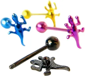 1 Piece of Unique Titanium Anodized Lizard Tongue Ring - 14g - Body Jewelry