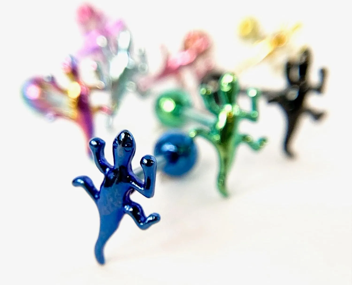 1 Piece of Unique Titanium Anodized Lizard Tongue Ring - 14g - Body Jewelry