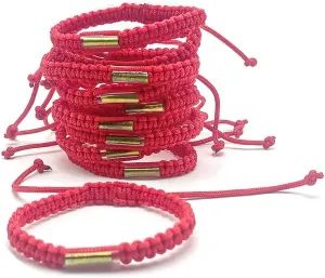 10 of (RED) Thai Amulet Mantra Knot Rope Bracelet | Adjustable Cord String Amulet Wristband | Unisex Friendship Band for Energy, Luck, Love and Unity