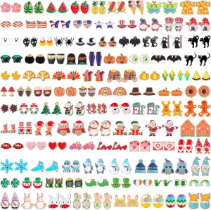 108 Pairs Holiday Earrings for Women Holiday Earrings Variety Pack 4th of July Summer Gifts Party Favors