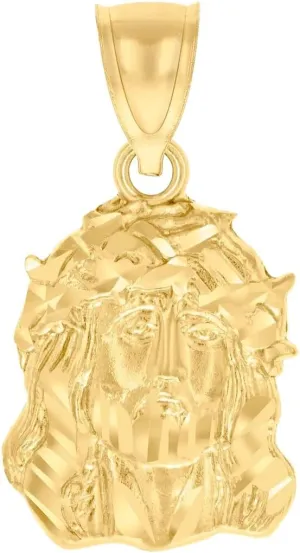10k Yellow Gold Mens Jesus Religious Charm Pendant 24.6x13.5mm Wide Necklace for Men