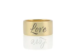 10mm Wide Band Wedding Ring - Unique Handwritten Couples Anniversary Band