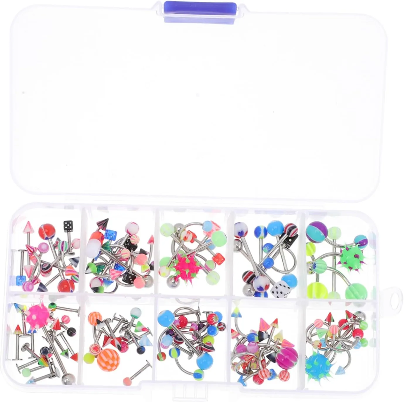 110Pcs Body Jewelry Delicate Tongue Nails Piercing Rings Styles for Nose Navel Vibrant Body Decoration present for All