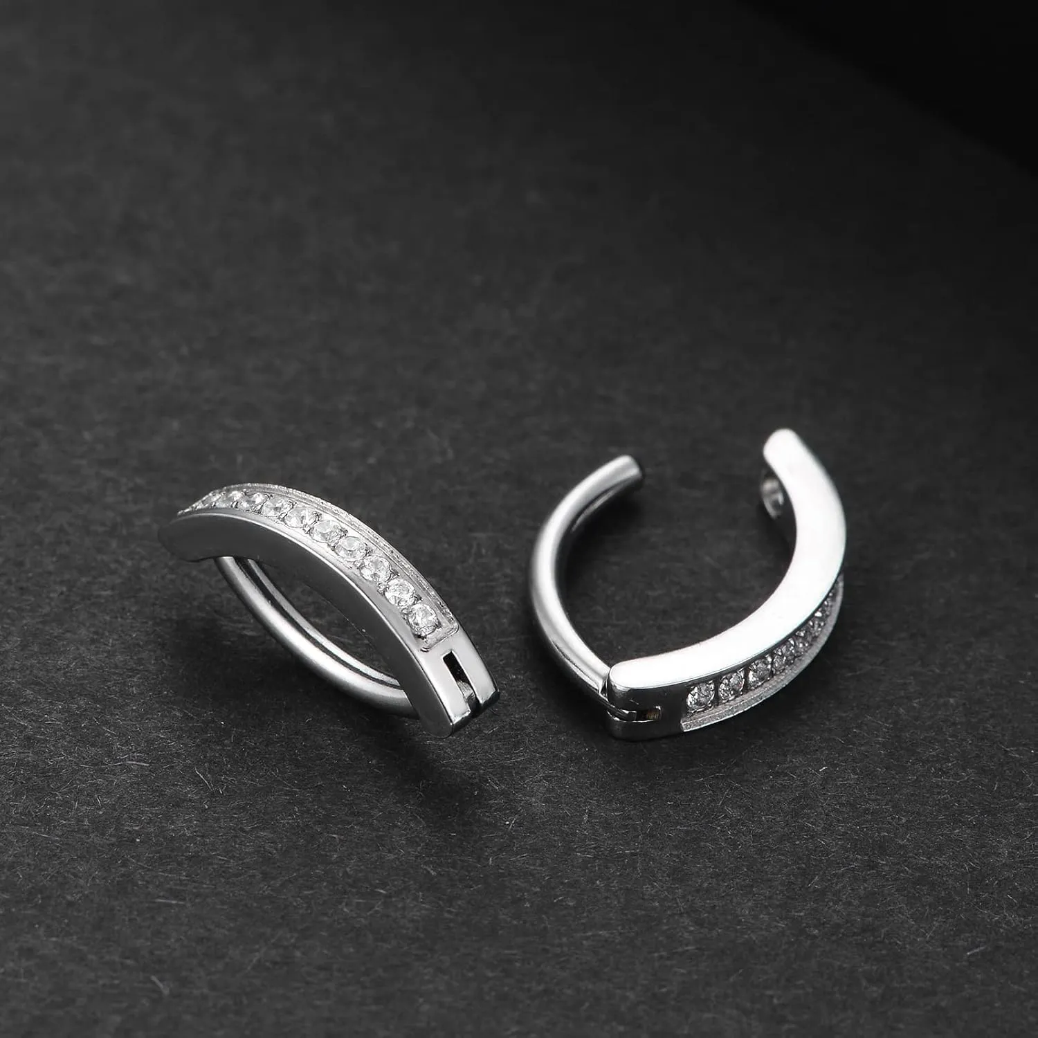 14G Clicker Belly Button RingSurgical Stainless Steel Hinged Belly Button Rings Belly Barbell Piercing Navel Barbell Body Jewelry 2PCS