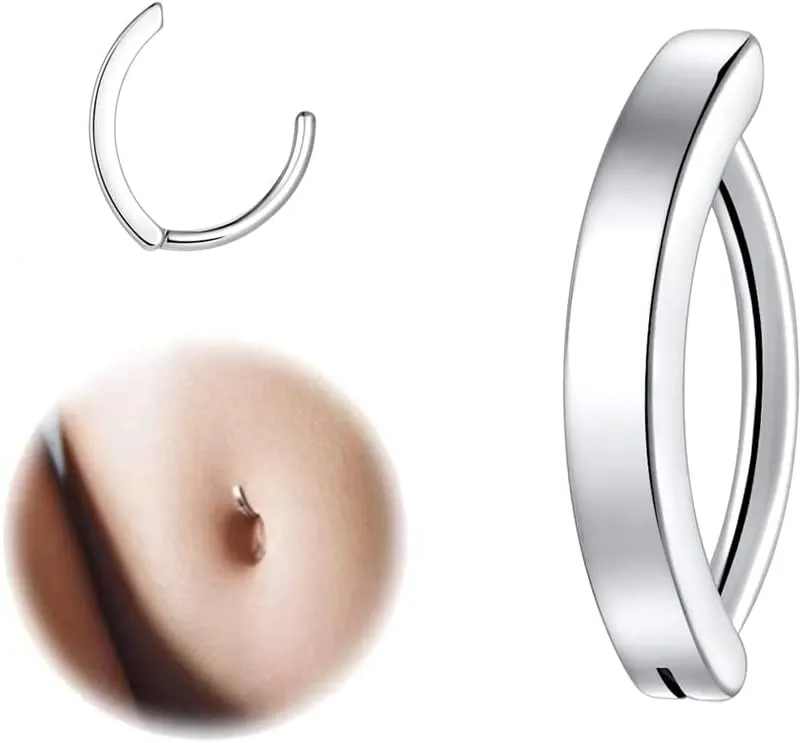 14G Clicker Belly Button RingSurgical Stainless Steel Hinged Belly Button Rings Belly Barbell Piercing Navel Barbell Body Jewelry 2PCS