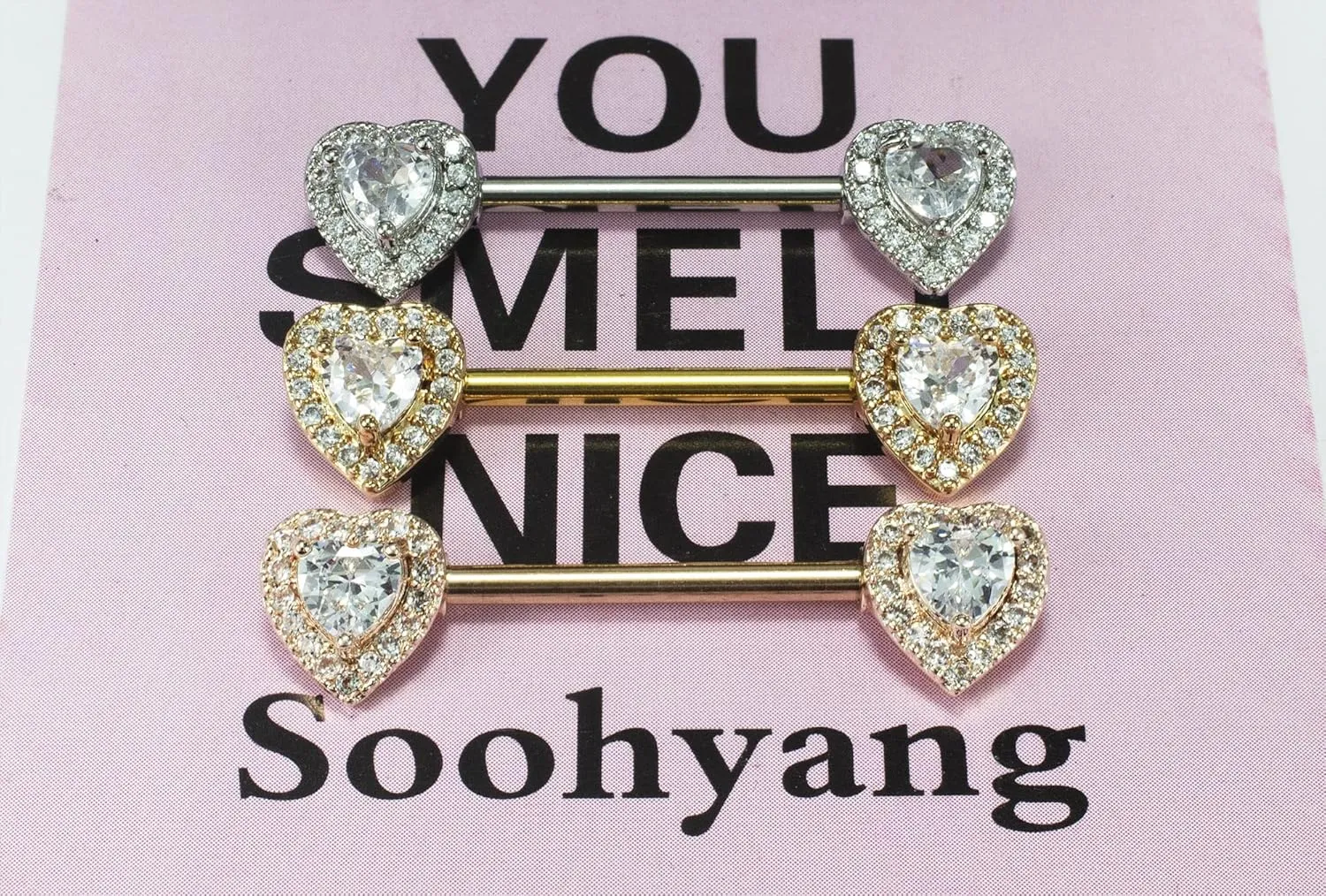 14G Dainty CZ Love Heart Nipple Rings Tongue Ring Surgical Steel Nipple rings Piercing Women Barbells 2Pcs 25/8"(16mm)