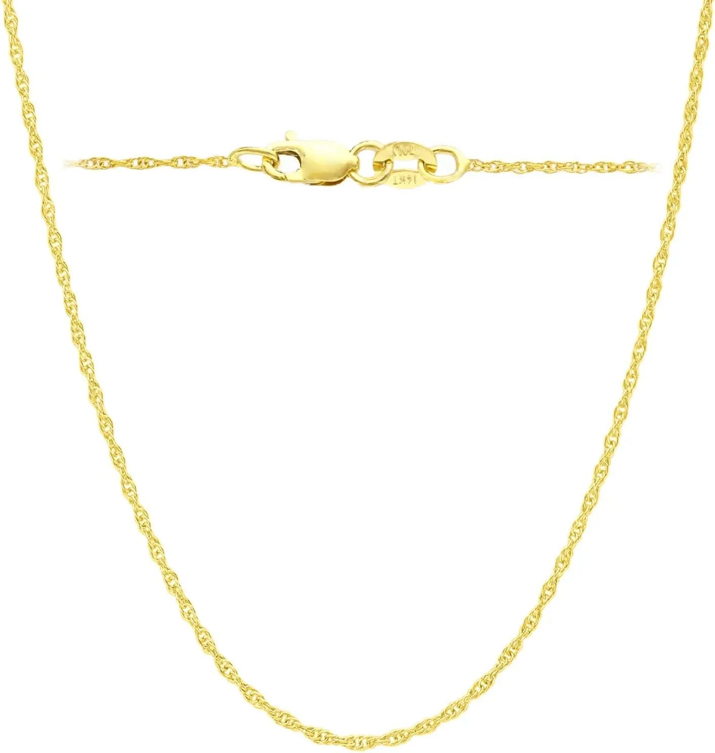 14K, 10K Yellow or White or Rose Solid Gold Italian Diamond Cut 0.8 mm-1.2 mm Rope Chain Necklace Thin & Strong gold chain Thin And Lightweight MADE IN ITALY