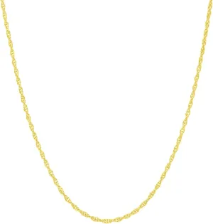 14K, 10K Yellow or White or Rose Solid Gold Italian Diamond Cut 0.8 mm-1.2 mm Rope Chain Necklace Thin & Strong gold chain Thin And Lightweight MADE IN ITALY