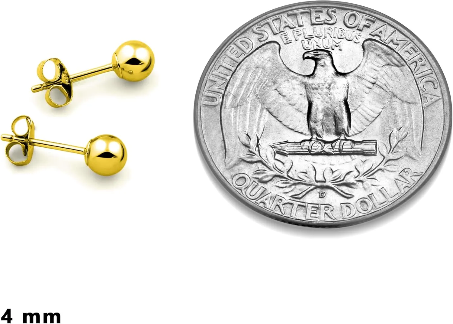 14K Gold Ball Stud Earrings for Women | Studs With Push Backs | Real Hypoallergenic Jewelry and Accessories | 3mm - 8mm