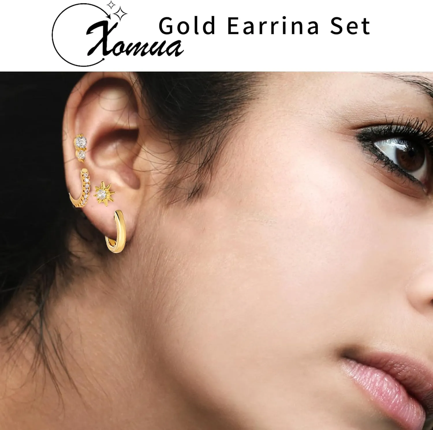 14K Gold Earrings, Hypoallergenic Surgical Steel Earrings for Women, Small 14K Gold Plated Hoop Earrings Trendy, Tragus Piercing Jewelry Flat Back Stud Perfect for Fashion Style.