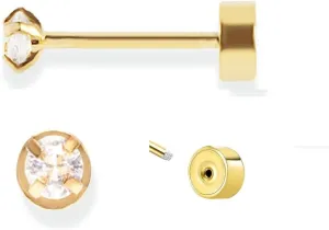 14K Gold Earrings, Hypoallergenic Surgical Steel Earrings for Women, Small 14K Gold Plated Hoop Earrings Trendy, Tragus Piercing Jewelry Flat Back Stud Perfect for Fashion Style.