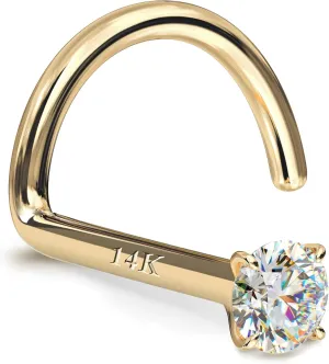 14K Gold Nose Rings Studs : Solid Gold 18G 20G 22G Screw Nose Rings Simulated Diamond CZ Nose Studs Hypoallergenic Nose Piercings for Women Men