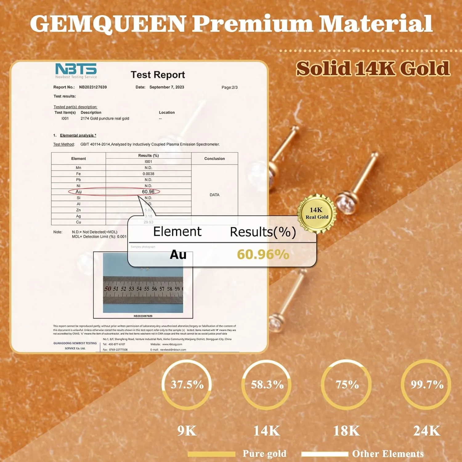 14K Gold Nose Rings Studs : Solid Gold 18G 20G Straight Nose Rings Simulated Diamond CZ Nose Studs Hypoallergenic Nose Piercings for Women Men 1.5/2/3mm