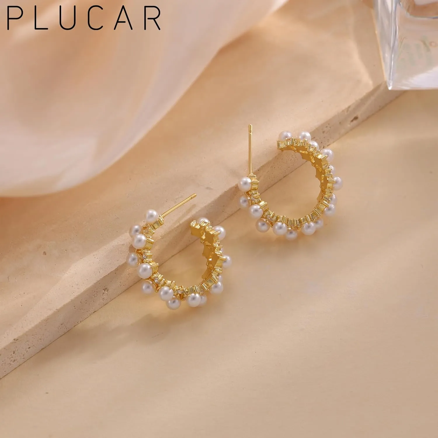 14K Gold Pearl Earrings for Women - Trendy Hoop, Cute Huggie, Drop, Dainty Cubic Zirconia Studs Jewelry