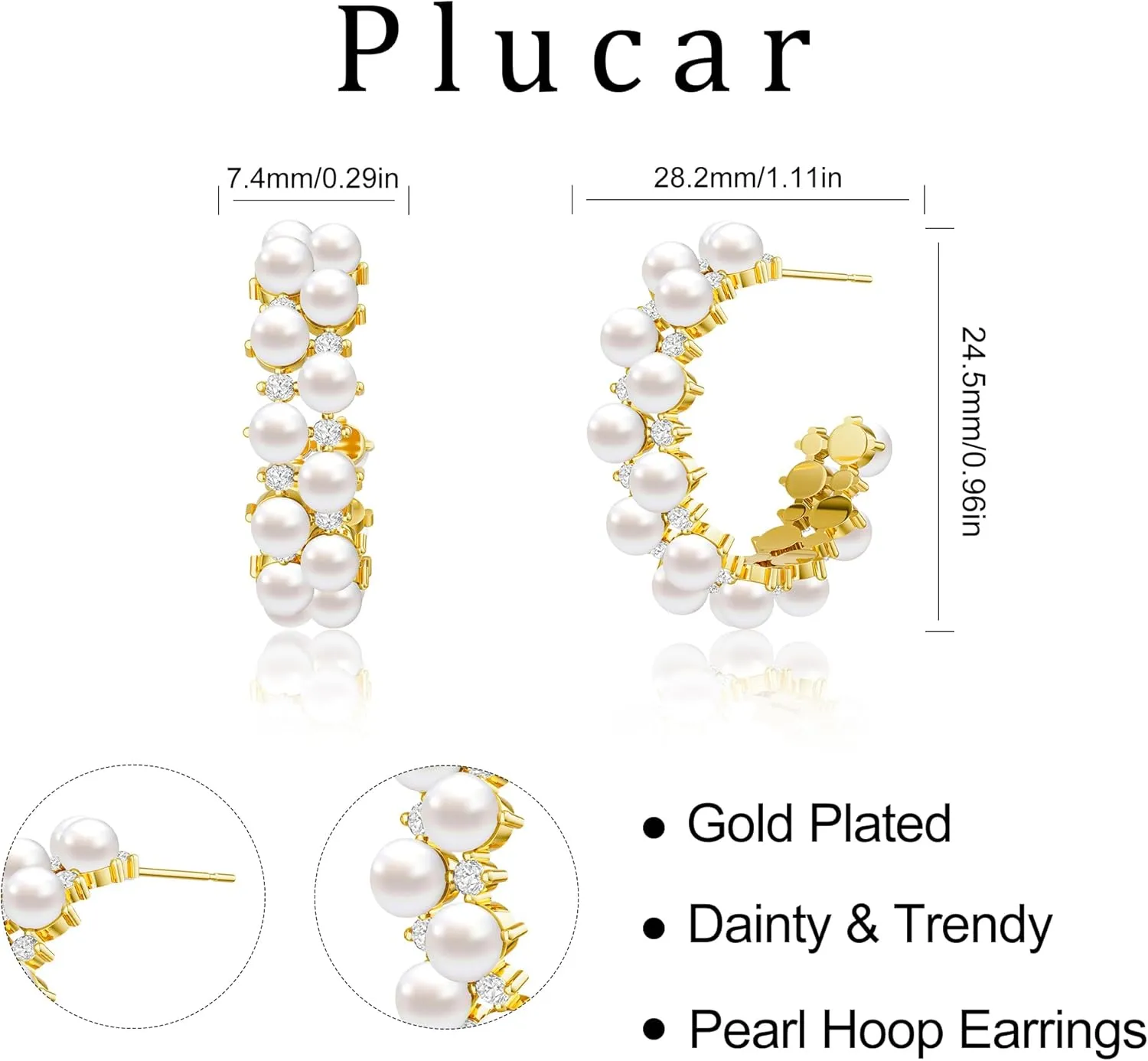 14K Gold Pearl Earrings for Women - Trendy Hoop, Cute Huggie, Drop, Dainty Cubic Zirconia Studs Jewelry