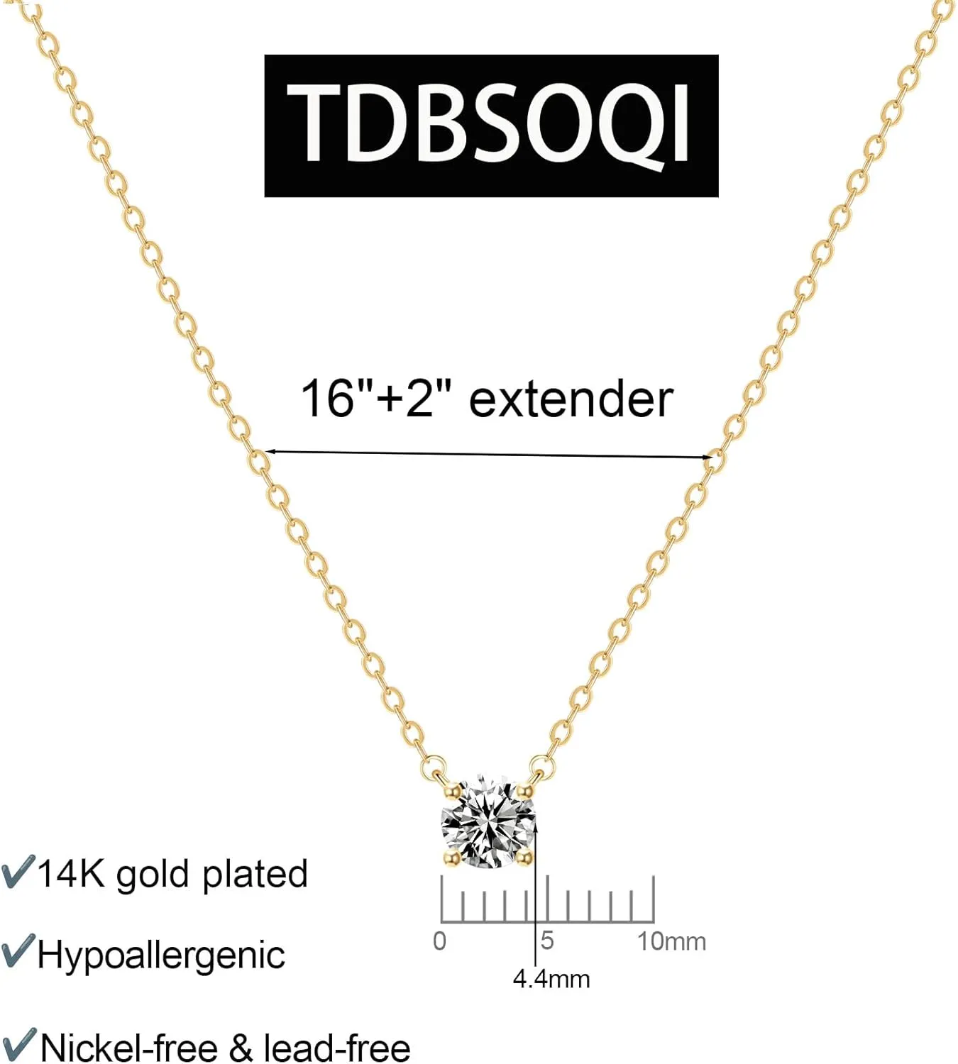14k Gold Plated Cubic Zirconia Diamond Pendant Necklace Dainty Simple Gold Choker Necklaces for Women