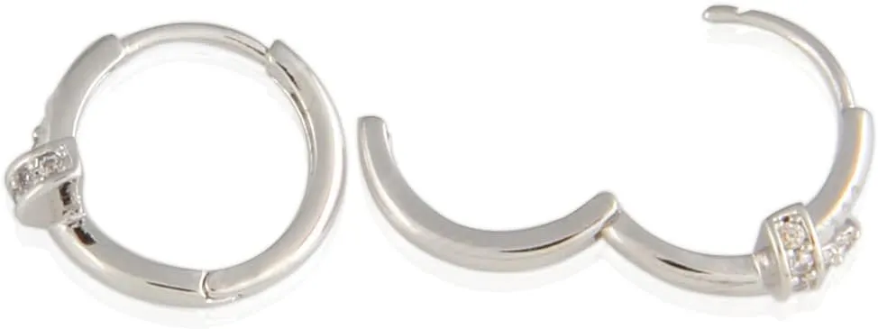 14K Gold Plated Small Nail CZ Accent Huggie Hoop Earrings | Cuff Earrings Small Hoop Earrings for Women