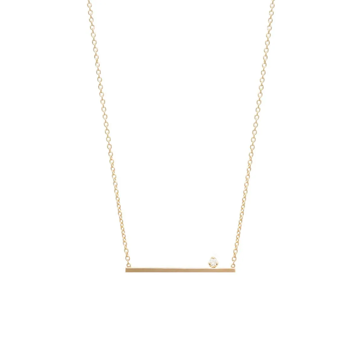 14k Prong Diamond Straight Bar Necklace