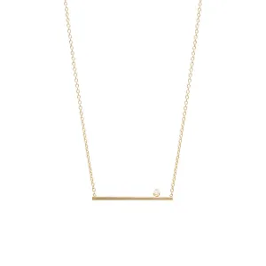 14k Prong Diamond Straight Bar Necklace