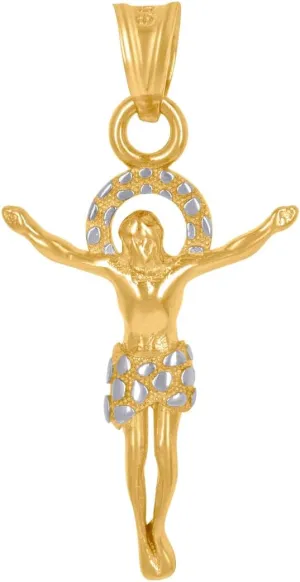 14k Two tone Gold Mens Jesus Religious Charm Pendant Necklace 30.9x15.5mm Wide - for Men