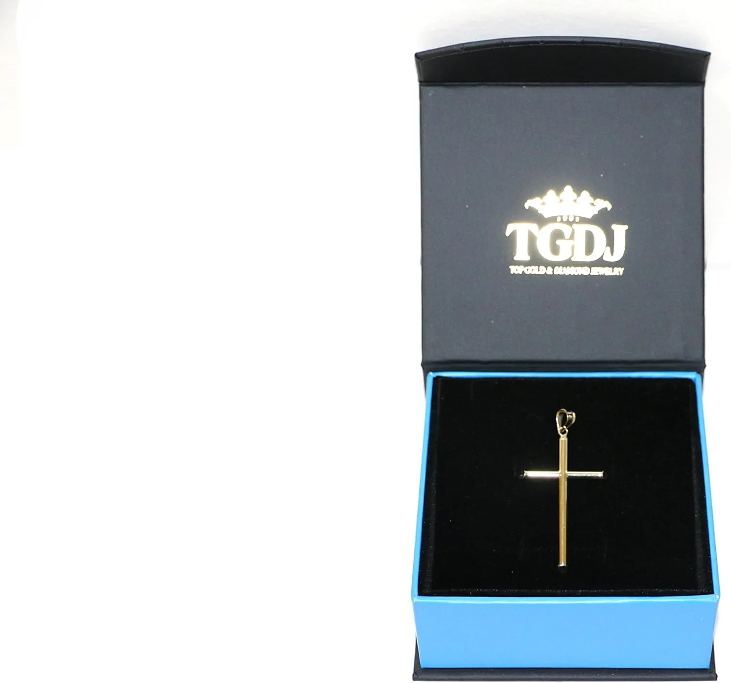 14K Yellow Gold Jesus Engraved Cross Pendant - Crucifix Charm Polish Finish - Handmade Spiritual Symbol - Gold Stamped Fine Jewelry - Great Gift for Men & Women