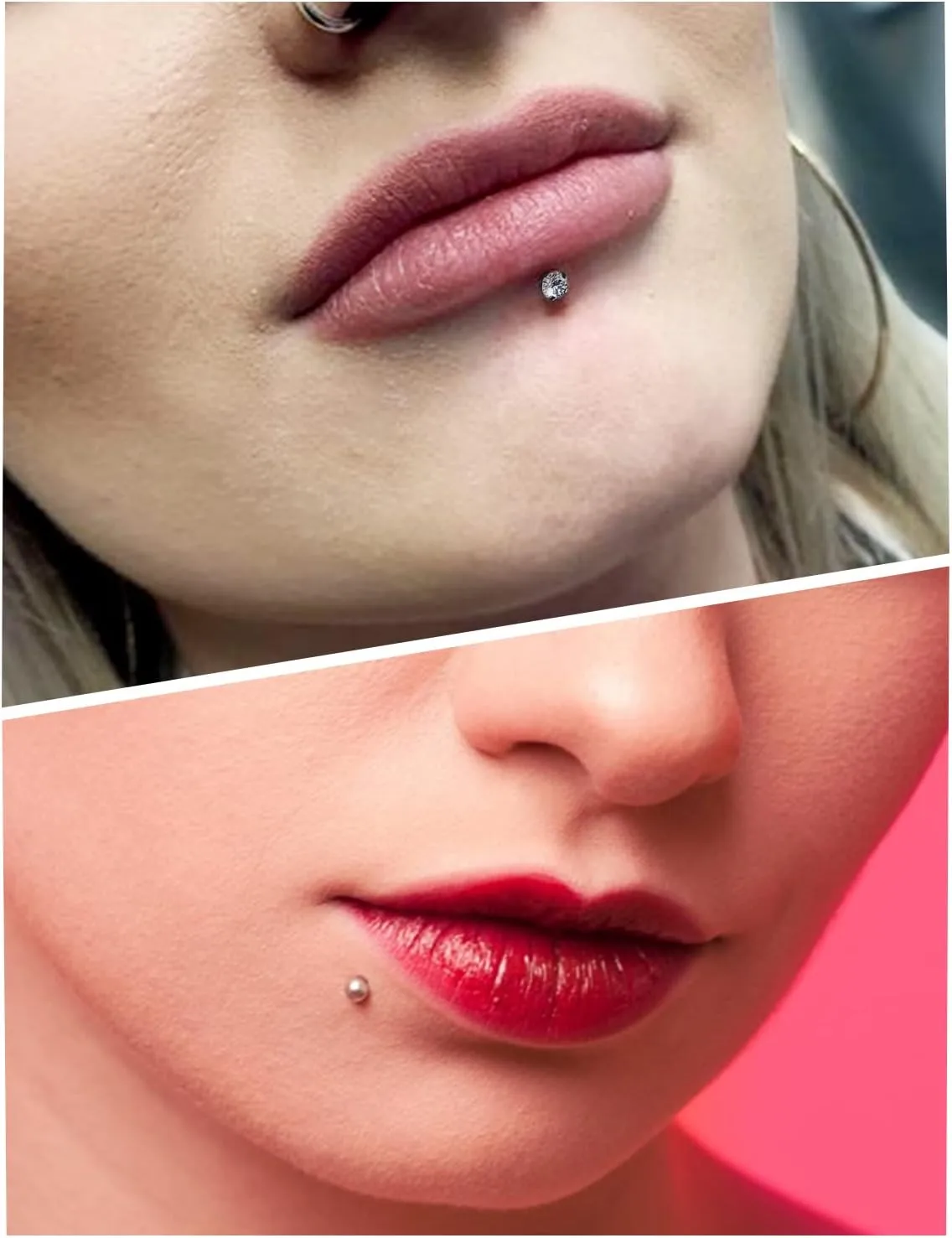 16G 18G 20G Threadless Push in Lip Rings for Women Stainless Steel Labret Jewelry Monroe Lip Ring Medusa Piercing Jewelry Tragus Helix Cartilage Earring Piercing Jewelry for Women Silver 8MM