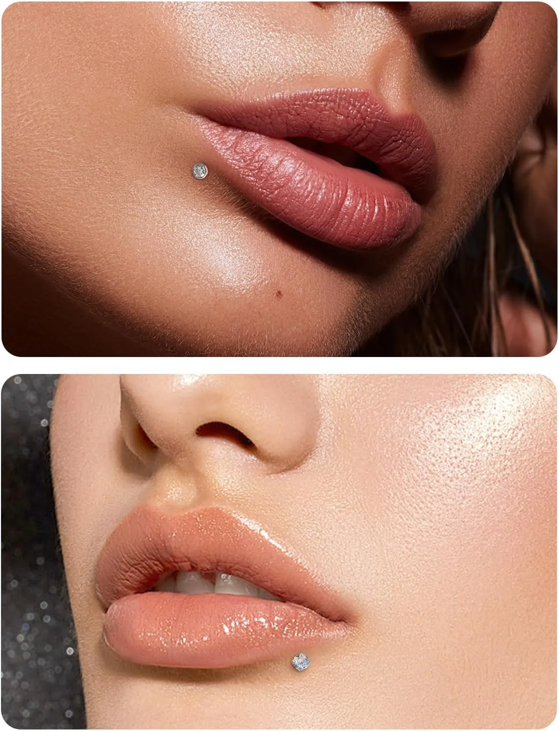 16G Lip Rings for Women Stainless Surgical Steel Labret Jewelry Monroe Lip Ring Medusa Piercing Jewelry Tragus Helix Cartilage Forward Earring Piercing Jewelry for Women CZ 6MM 8MM 10MM 20PCS
