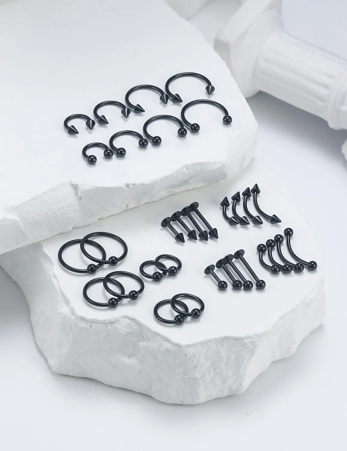 16G Lip Rings Vertical Labret Jewelry Monroe Lip Barbell Ring Medusa Snake Bite Piercing Jewelry Snug Daith Rook Conch Tragus Helix Cartilage Earring Piercing Jewelry for Women Men 32 Pcs