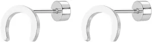 18g Horseshoe Flat Back Small Stud Earrings for Women Men Cute Minimalist Stainless Steel Silver Plated U Shaped Screw Catilage Tragus Piercing Tiny Sleeper Studs Hypoallergenic for Sensitive Ear