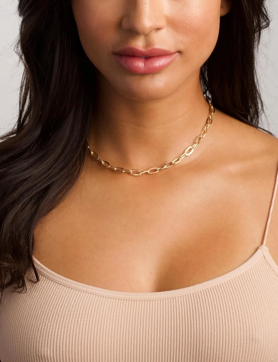 18K Gold Plated Paperclip Chain Necklace for Women Dainty Gold Paperclip Link Chain Necklace for Women