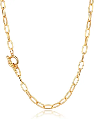 18K Gold Plated Paperclip Chain Necklace for Women Dainty Gold Paperclip Link Chain Necklace for Women