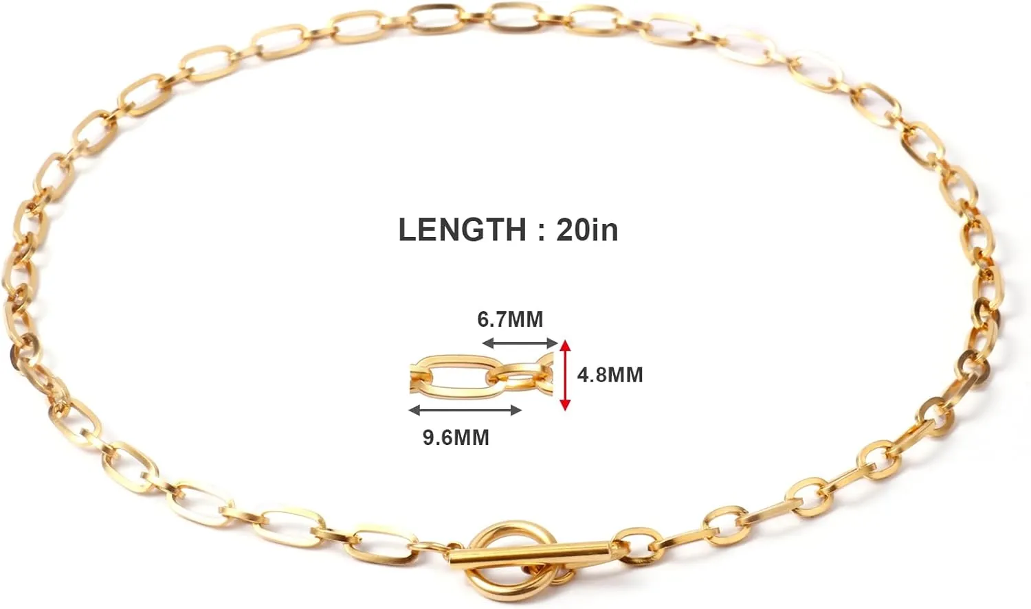 18K Gold Plated Paperclip Chain Necklace for Women Dainty Gold Paperclip Link Chain Necklace for Women