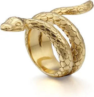 18K Gold-plated Stainless Steel Snake Ring Vintage Goth Punk Titanium Rings for Men Women Jewelry Gift