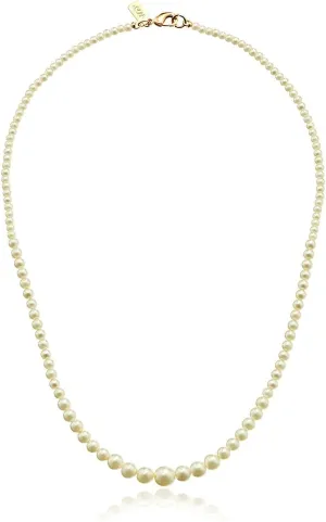 1928 Jewelry Women's Bridal Eloquence 18" Delicate Graduated Glass Faux Pearl Strand Necklace