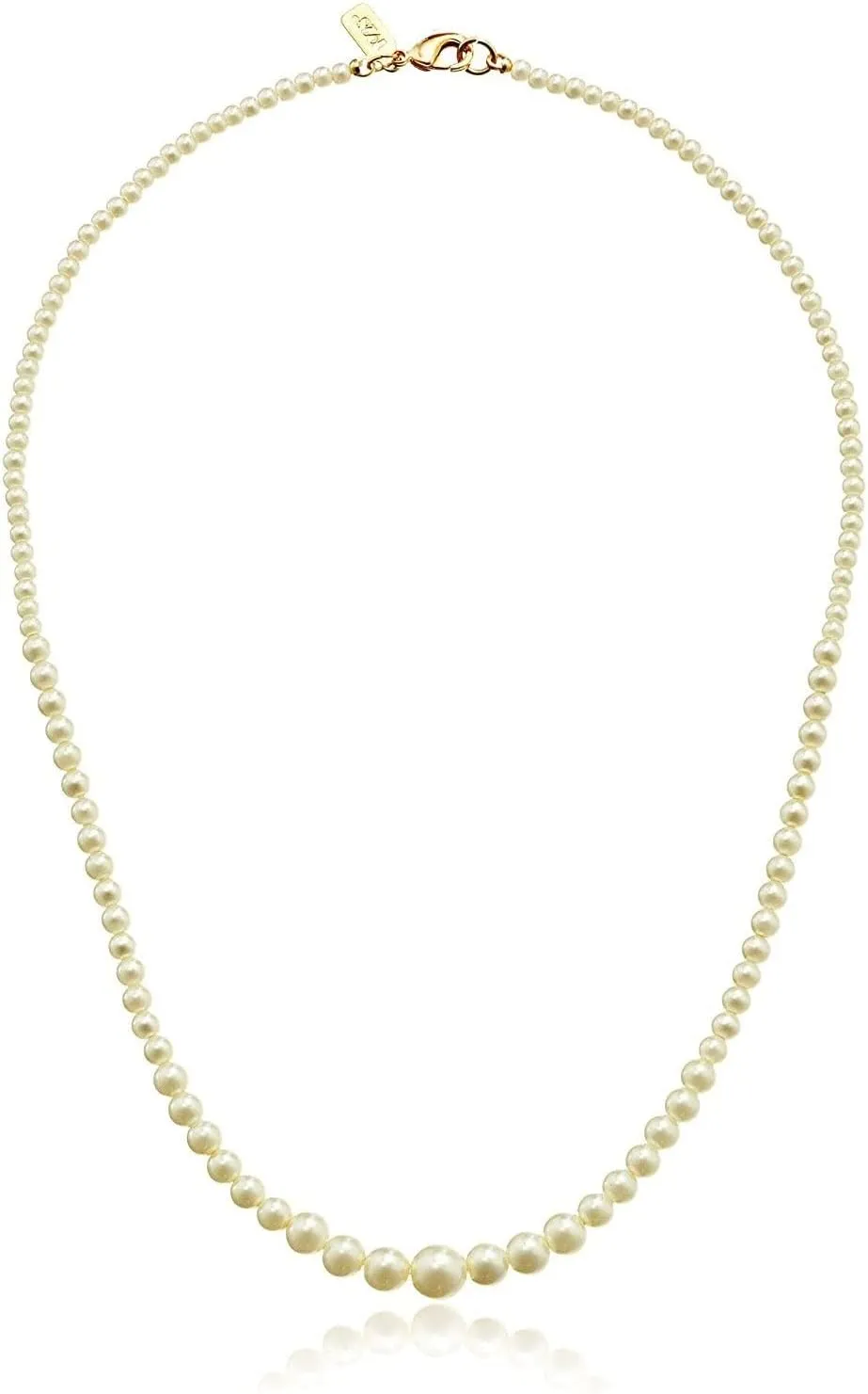 1928 Jewelry Women's Bridal Eloquence 18" Delicate Graduated Glass Faux Pearl Strand Necklace