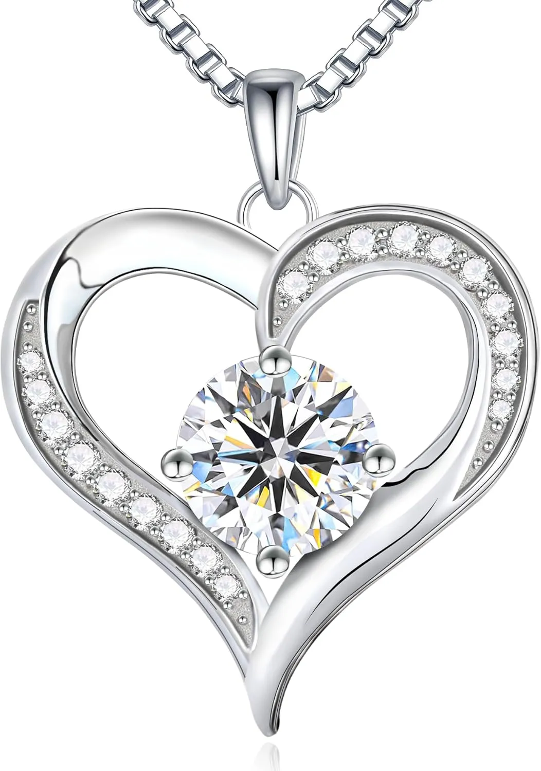 1CT Moissanite Necklace for Women, 925 Sterling Silver Heart Necklaces, Perfect Birthday Gifts for Women, Mothers Day Gifts