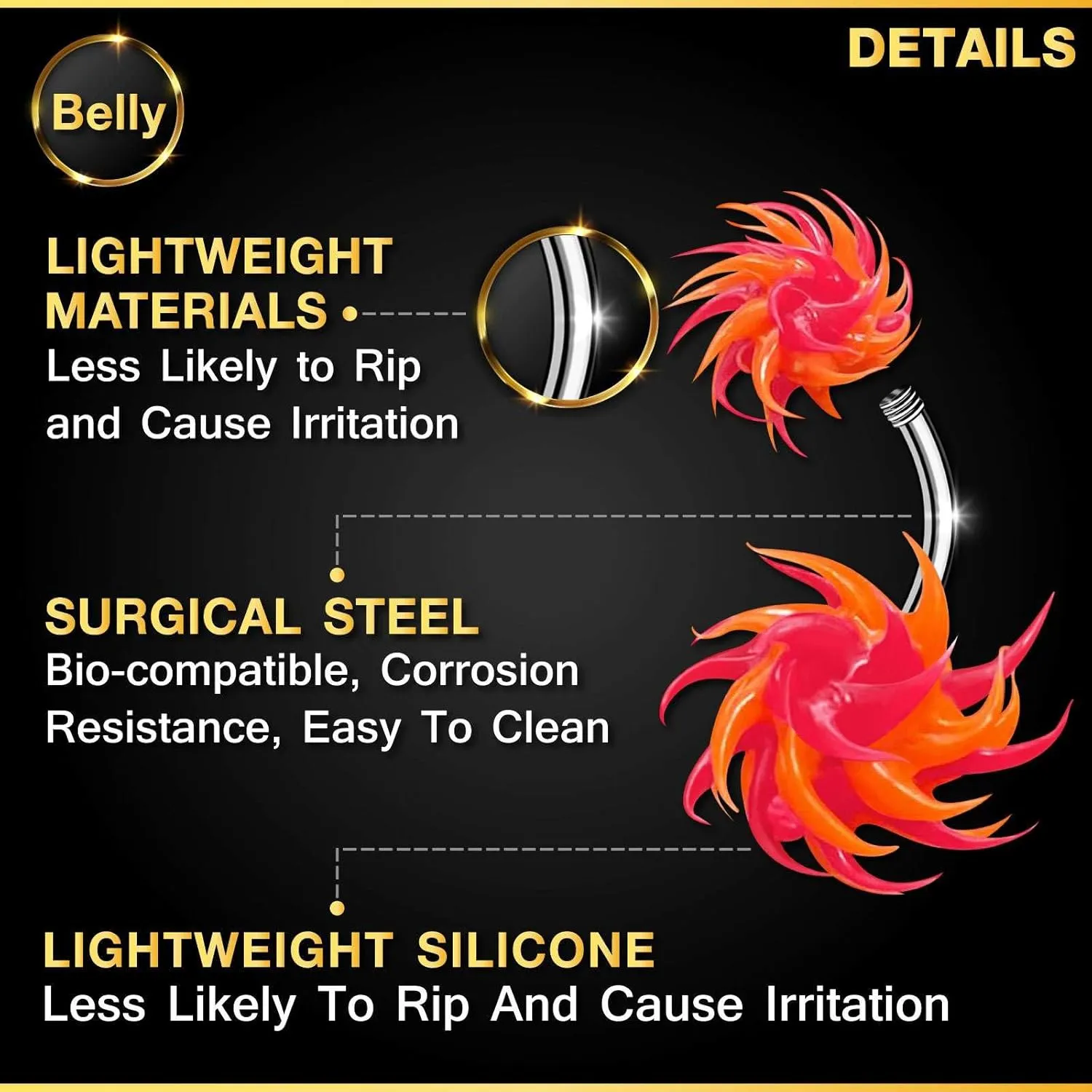 1PC Surgical Steel Belly Button Rings 14 Gauge 3/8 10mm Koosh Ball Earrings Piercing Jewelry Pick Color