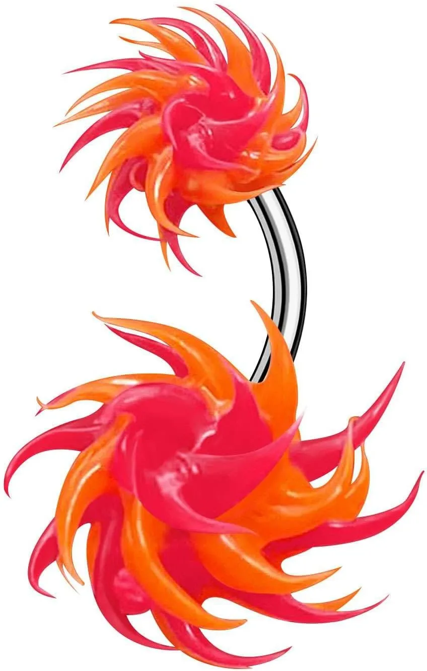 1PC Surgical Steel Belly Button Rings 14 Gauge 3/8 10mm Koosh Ball Earrings Piercing Jewelry Pick Color