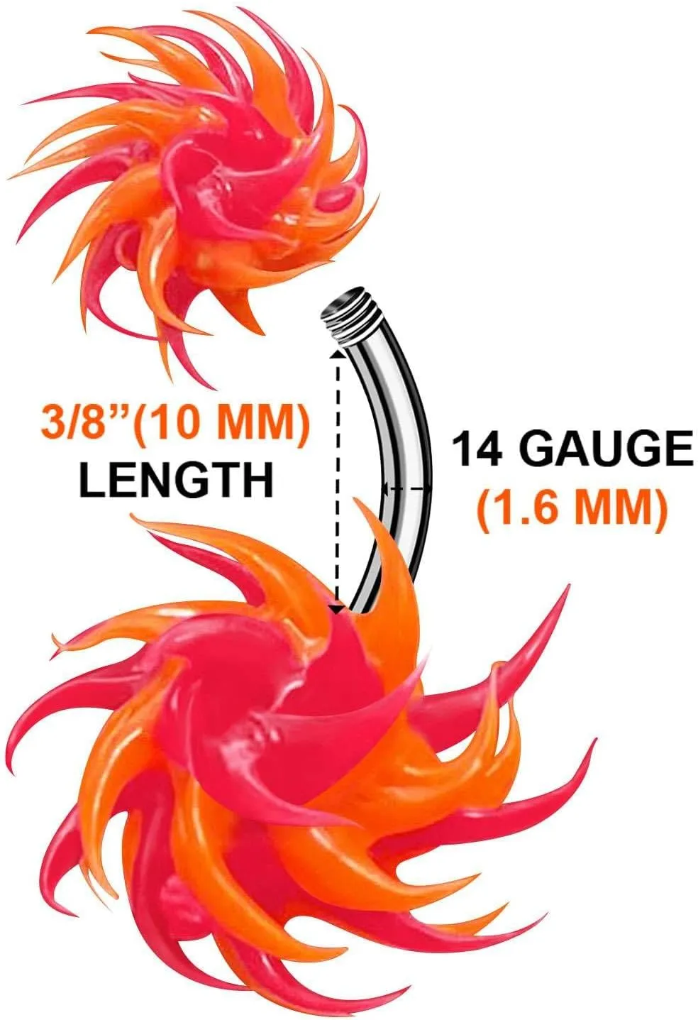 1PC Surgical Steel Belly Button Rings 14 Gauge 3/8 10mm Koosh Ball Earrings Piercing Jewelry Pick Color