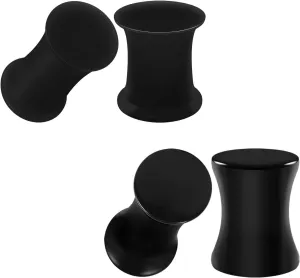 2 Pairs Silicone Black Acrylic Solid Double Flared Saddle Piercing Jewelry Stretcher Ear Plug Earring flesh Tunnel