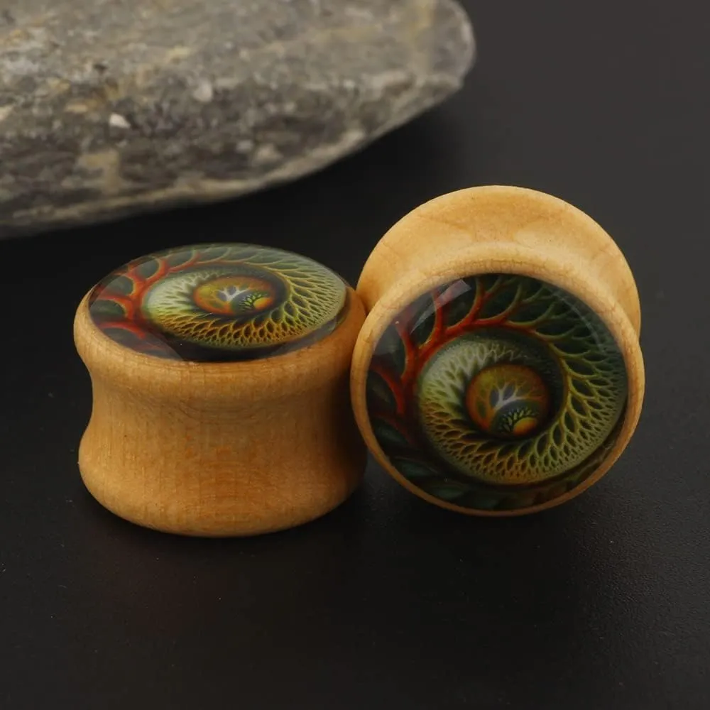 2 Pcs Wood Ear Gauges Ear Plugs Tunnels Body Piercing Jewelry 2g(6mm)