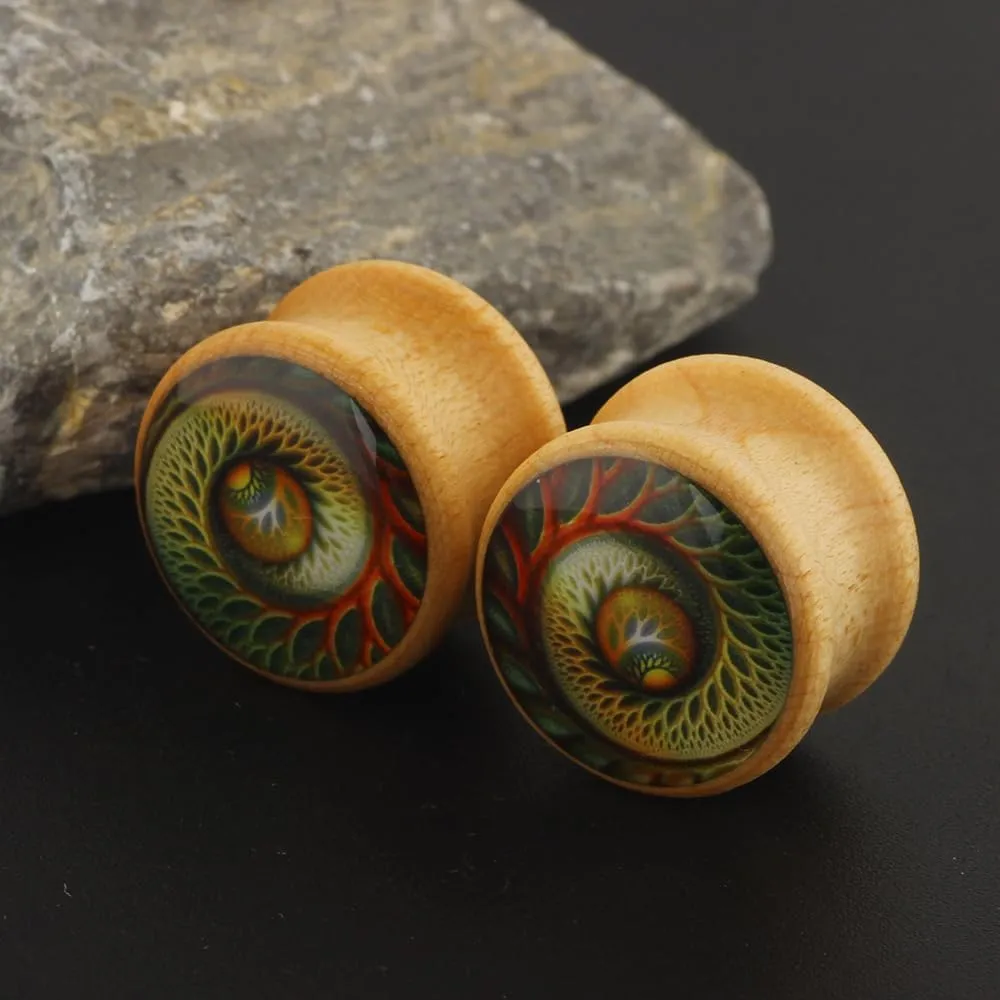 2 Pcs Wood Ear Gauges Ear Plugs Tunnels Body Piercing Jewelry 2g(6mm)