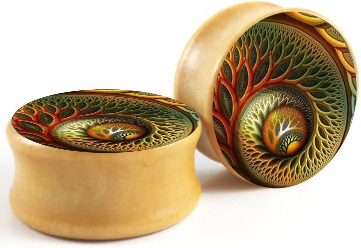 2 Pcs Wood Ear Gauges Ear Plugs Tunnels Body Piercing Jewelry 2g(6mm)