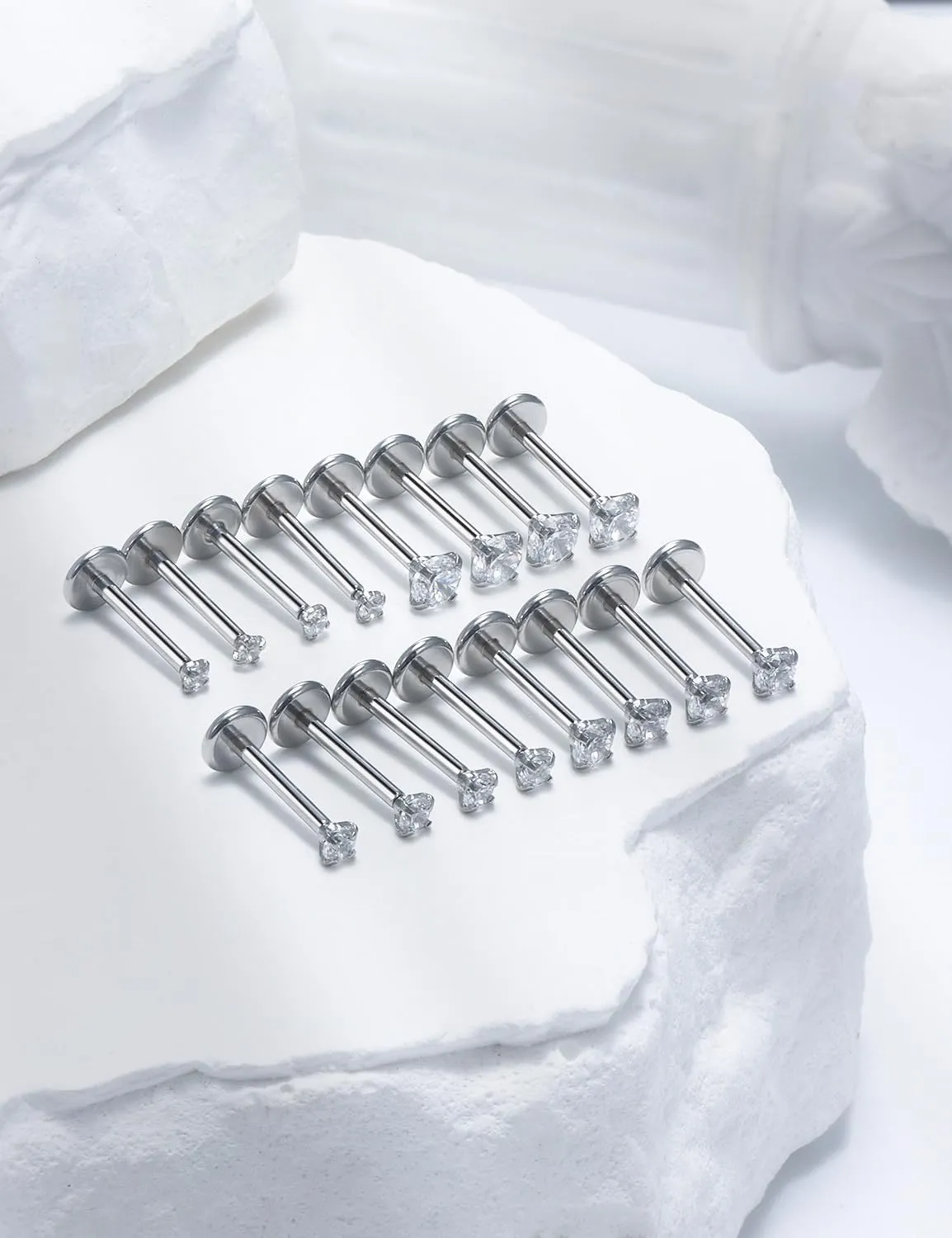 20G 18G 16G Threadless Lip Rings Surgical Steel Flat Back Earrings Labret Jewelry Medusa Monroe Snake Bite Lip Ring Tragus Helix Cartilage Forward Earrings Piercing Jewelry for Women Men