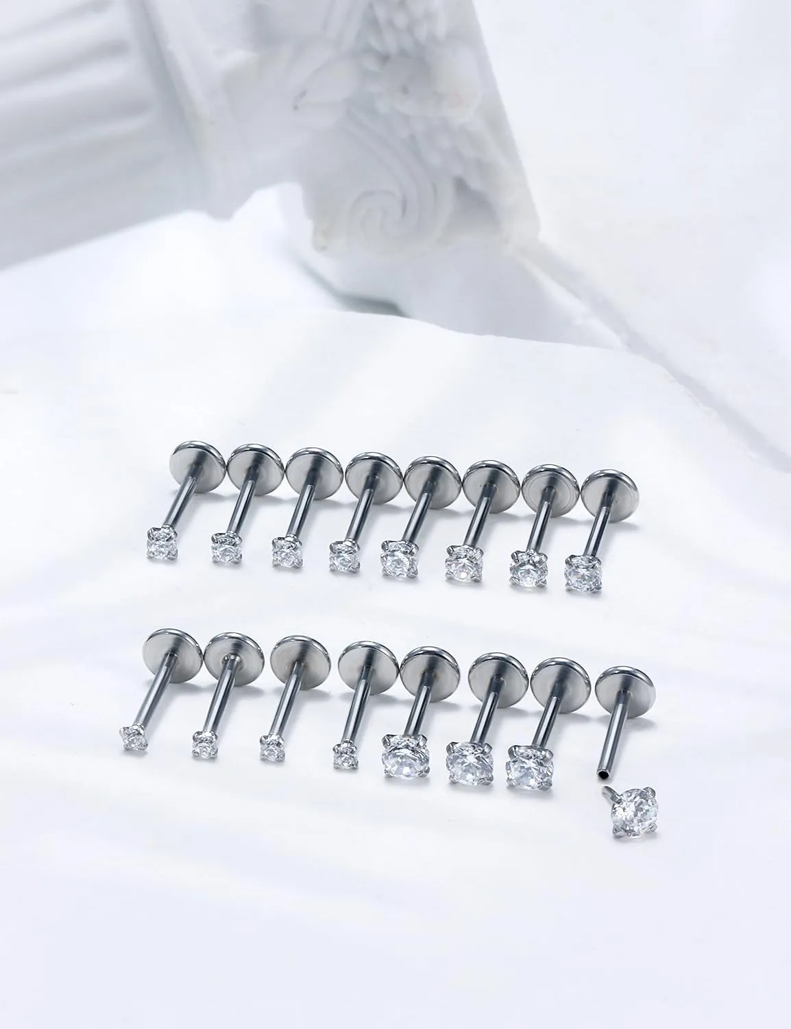 20G 18G 16G Threadless Lip Rings Surgical Steel Flat Back Earrings Labret Jewelry Medusa Monroe Snake Bite Lip Ring Tragus Helix Cartilage Forward Earrings Piercing Jewelry for Women Men