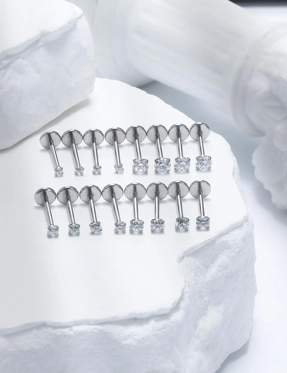 20G 18G 16G Threadless Lip Rings Surgical Steel Flat Back Earrings Labret Jewelry Medusa Monroe Snake Bite Lip Ring Tragus Helix Cartilage Forward Earrings Piercing Jewelry for Women Men