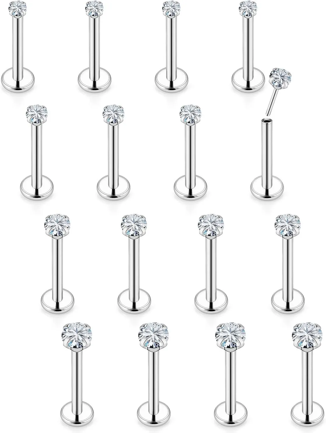20G 18G 16G Threadless Lip Rings Surgical Steel Flat Back Earrings Labret Jewelry Medusa Monroe Snake Bite Lip Ring Tragus Helix Cartilage Forward Earrings Piercing Jewelry for Women Men