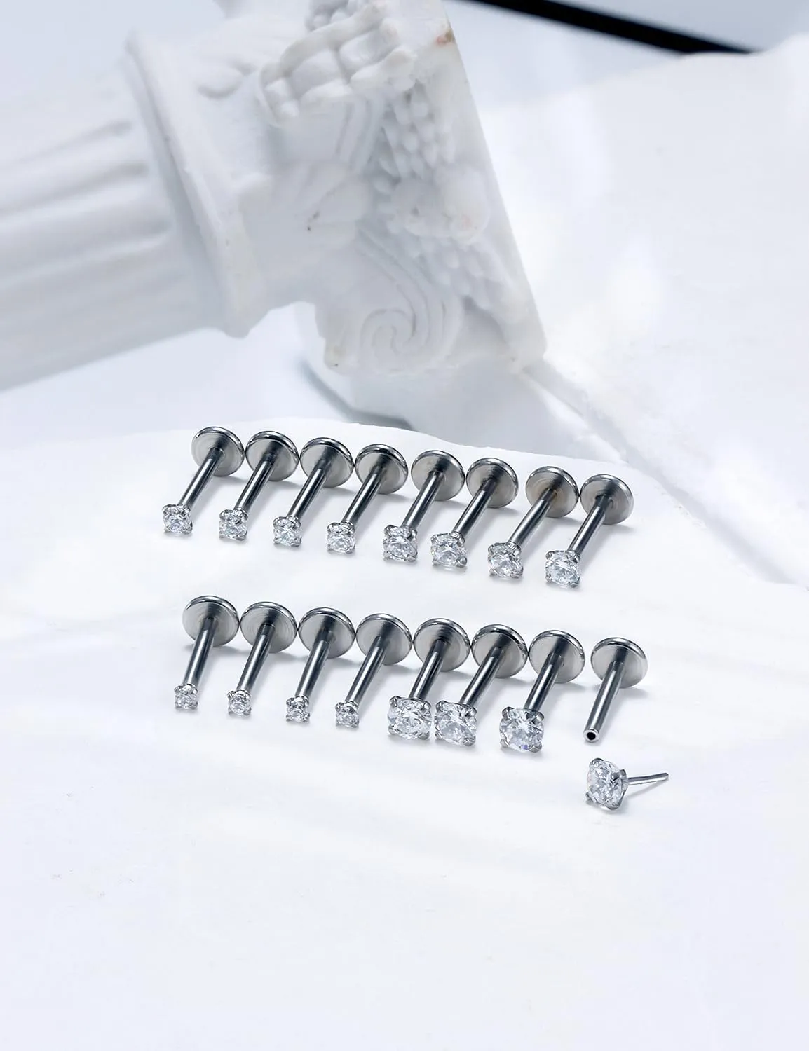 20G 18G 16G Threadless Lip Rings Surgical Steel Flat Back Earrings Labret Jewelry Medusa Monroe Snake Bite Lip Ring Tragus Helix Cartilage Forward Earrings Piercing Jewelry for Women Men